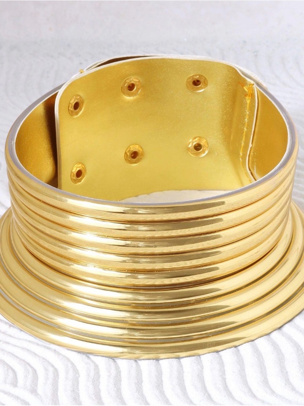 Gold Wide Layered Statement Cuff Bracelet - Women Accessories